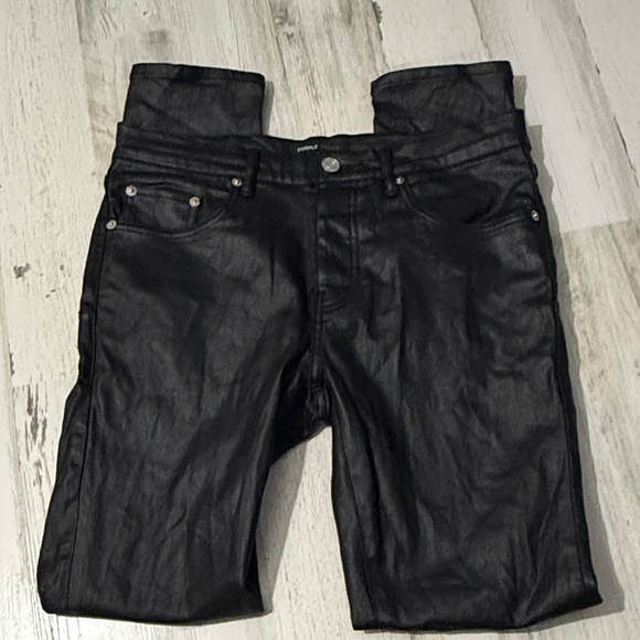 Purple Brand Coated Sleek Black Skinny Jeans for Men Size 31 NWT - Picture 6 of 14